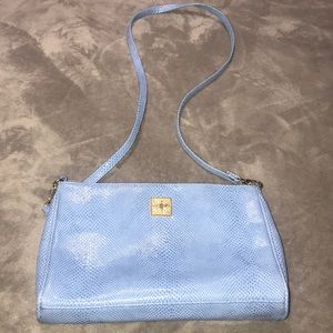 POWDER BLUE PURSE WITH GOLD CREST